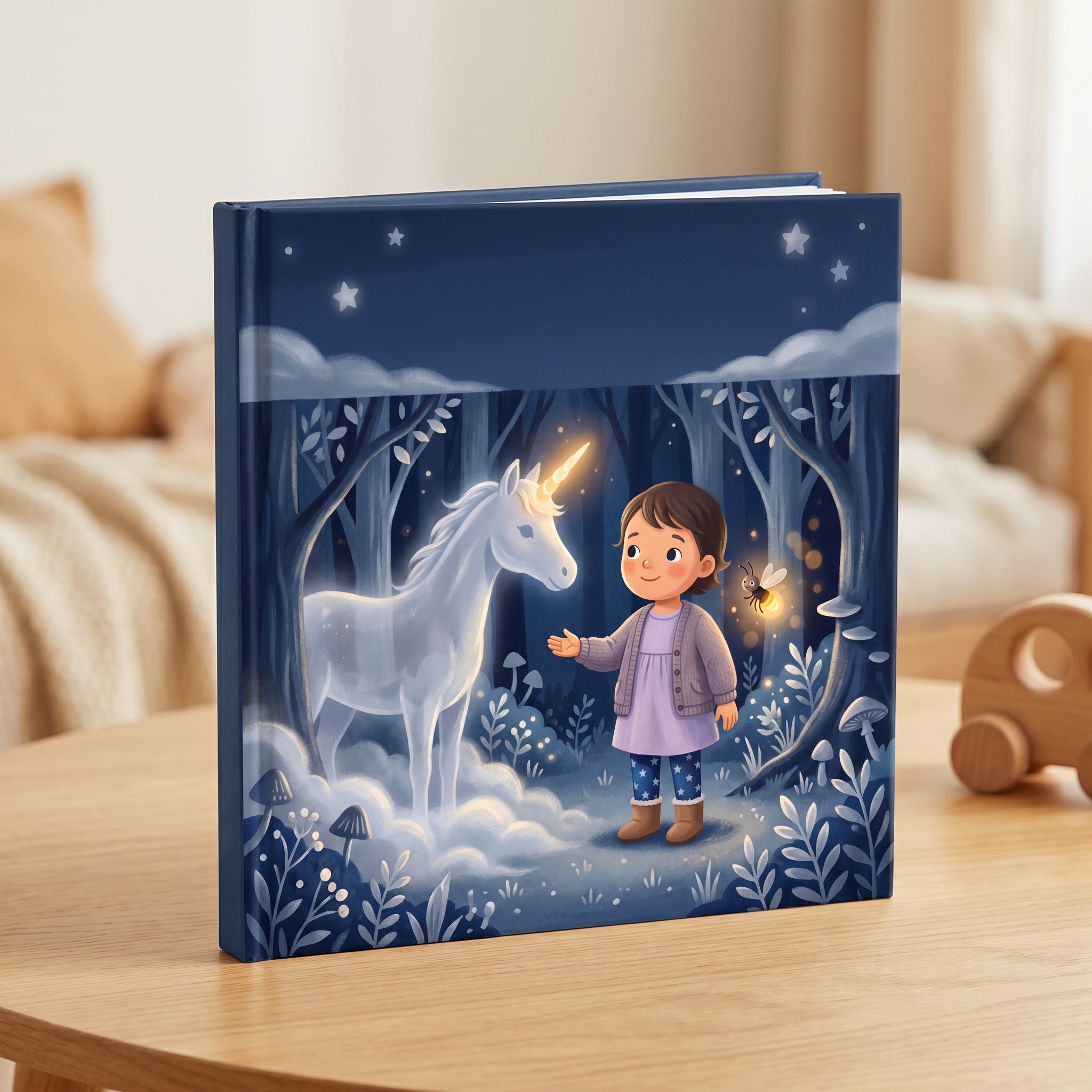«Lina und das scheue Einhorn» als gebundenes Hardcover-Buch auf einem Tisch