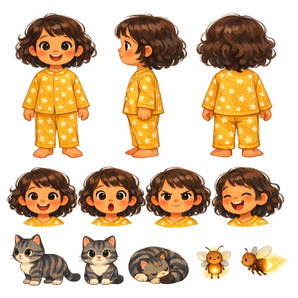 Vom Foto zur Buchfigur: Character-Sheet im Gouache-Stil